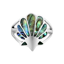 Majestic Ocean's Seashell Motif Abalone Shell Inlay Sterling Silver Ring-7