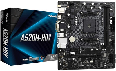 A520M-HDV Supports AMD AM4 Socket Ryzen  3000, 4000 G-Series and 5000 and 5000 G