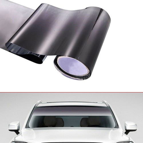 Black Car Sun Visor Strips Tint Film Front Windshield UV Shade Banner Stickers - Picture 4 of 7