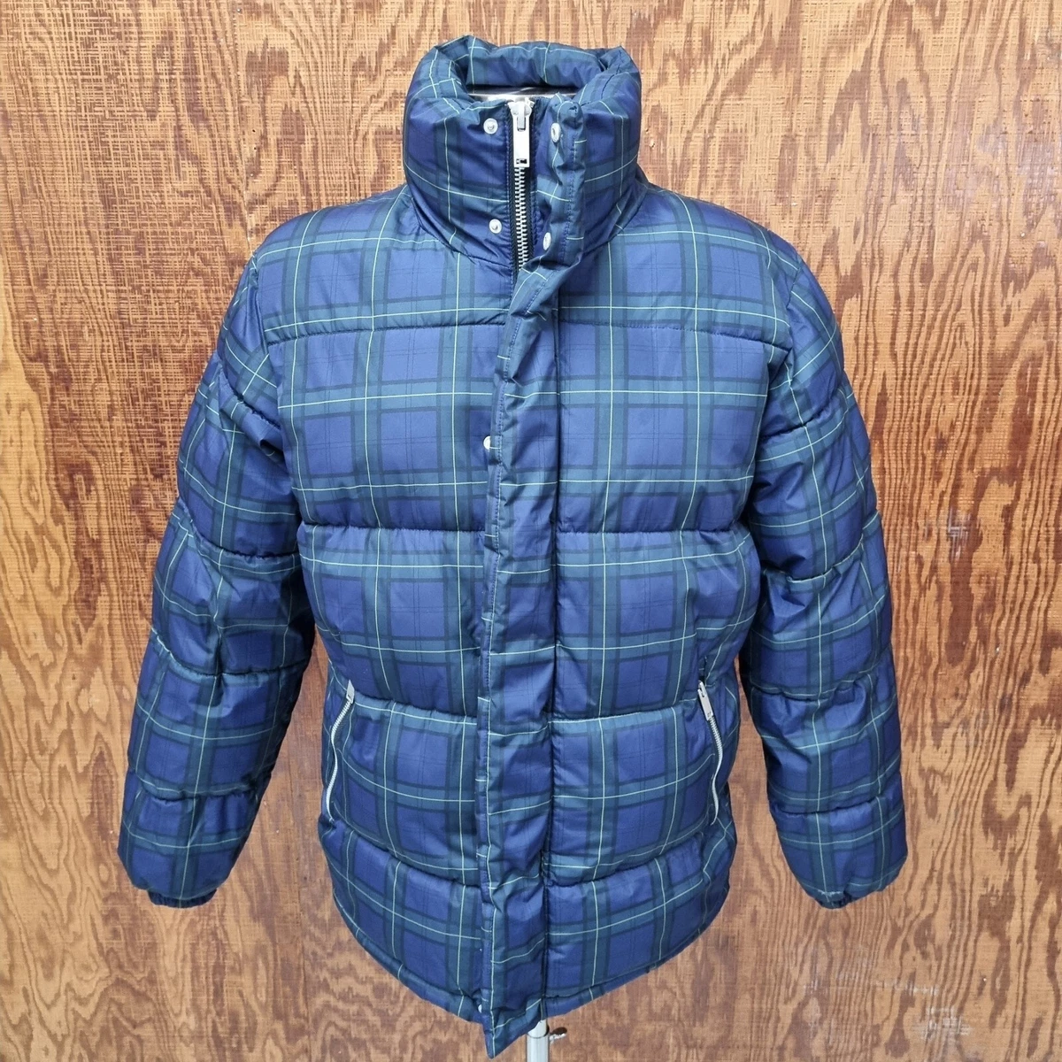 Pull u0026 Bear Urban Theory Jacket Zipper / Snap Front Blue / Green Plaid Size  M | eBay
