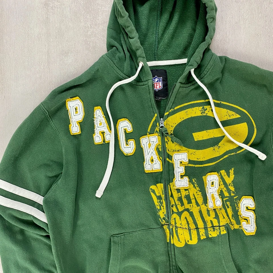 Женская толстовка с капюшоном Green Bay Packers размер XL NFL Y2K американский футбол ретро увеличенный размер - Изображение 4 из 4