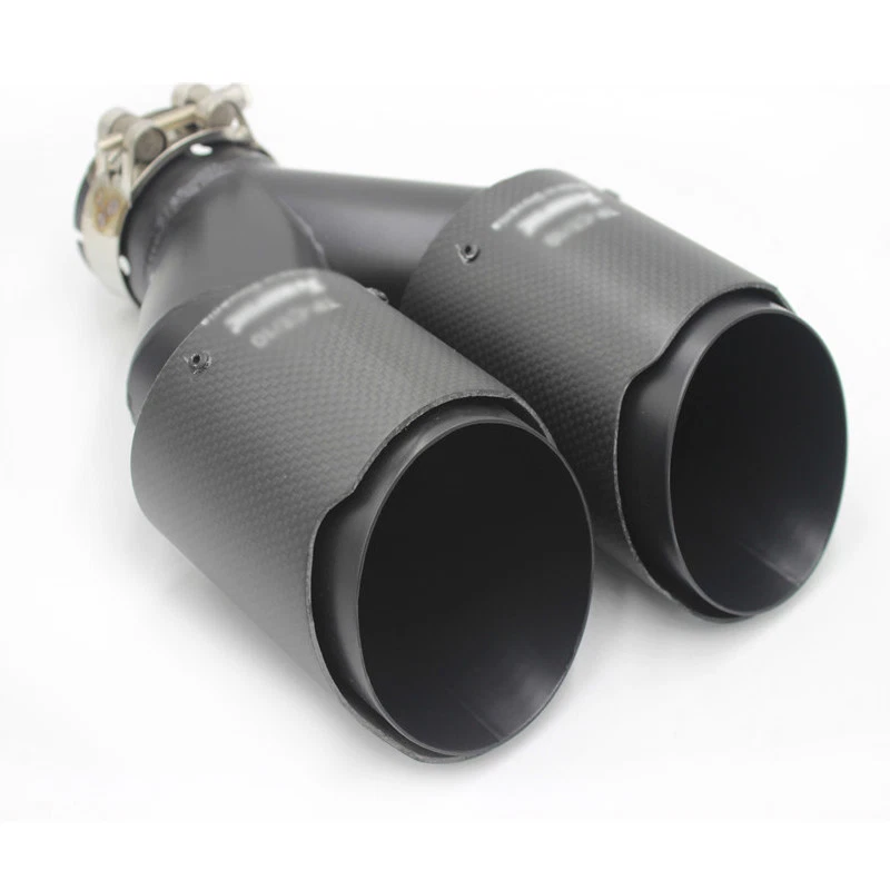 Pair Fit for Akrapo--- Real Carbon Fiber 2.5" ID Car Exhaust Tip Dual Pipes End - Image 2 of 4