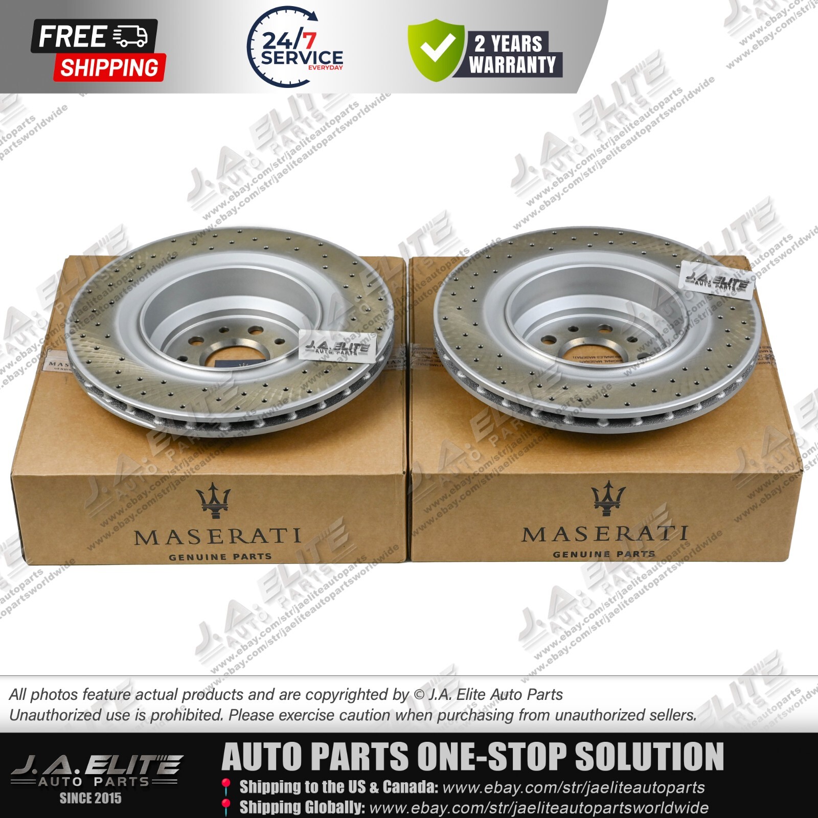 Rear Brake Rotor With Holes fit Maserati Quattroporte Ghibli 2014-16, 670031597