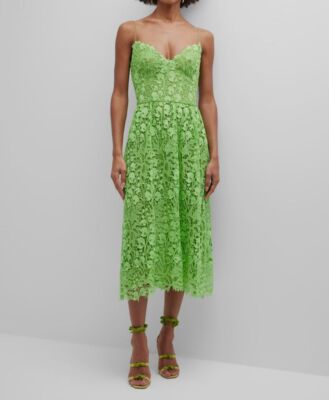 $2895 Monique Lhuillier Women's Green Silk Lace Sweetheart Dress Size 2 |  eBay