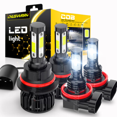 For Nissan Frontier 2005- 2018  4PC 6000K LED Headlight Hi/Low + Fog Light Bulbs