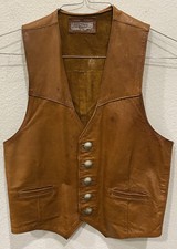 Leather Vest Handmade Fits S 36 Brown VTG Buffalo Nickel Buttons Unbranded