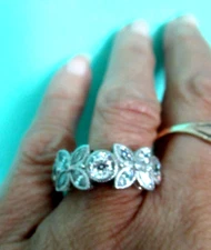 Judith Ripka New Sterling Silver Floral 2.70ct Diamonique CZ Ring Size 8 Gift Bx