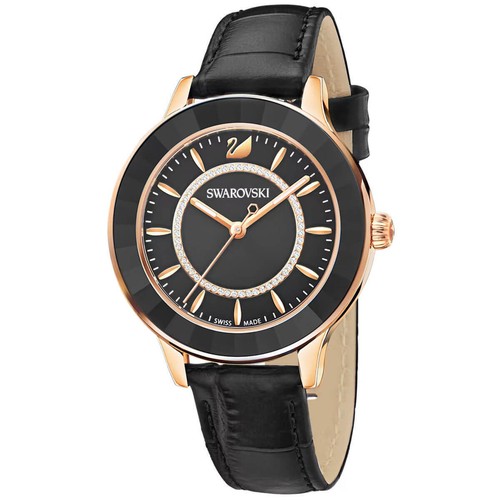 Swarovski Women's Watch Octea Lux Rose Gold Tone Case Black Dial Strap 5414410 - Picture 2 of 7