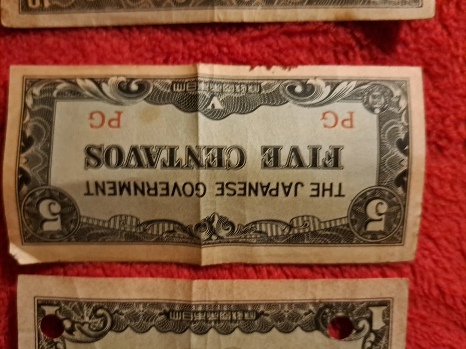 1940's THE JAPANESE Occupation GOV  NOTES- 7 Bills 2x=   1,5,10 Centavos3x 5cent - Image 3 of 4