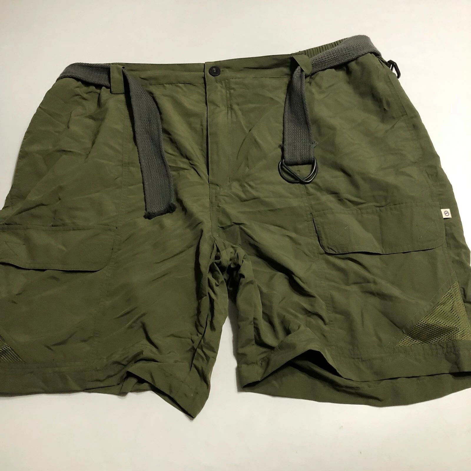 Magellan Fishgear Mens Olive Green Cargo Shorts Belted Sz 2XL