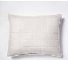 Casaluna Heavyweight Quilted Natural / Cream Linen Blend Standard Sham 1 