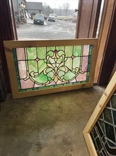 SG4640 Antique Stained Glass Transom Window 22.25 x 36.5￼