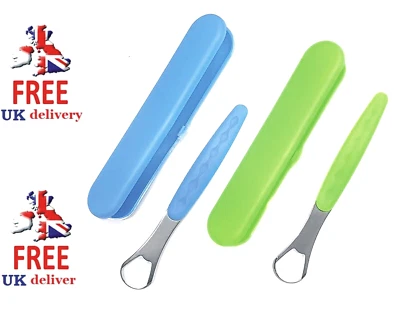 DEEDPF Tongue Scraper Cleaner for Adults & Kids Pack with Travel Case 2-Pack Oral Self