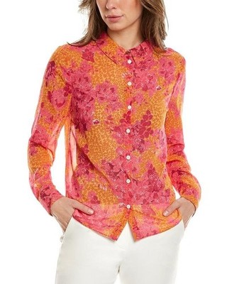 Women Ted Baker Shirt Orange Chiffon S