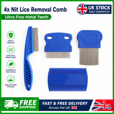 4x Nit Lice Eggs Removal Comb Ultra Fine Metal Teeth Hair Pet Fur Flea Combs UK