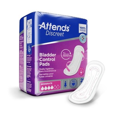 Attends Incontinent Pad 10.5'' L Breathable Moderate 8- 20 Ct Packages