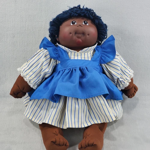 VTG 1984 African American MN Thomas Cabbage Patch Doll 18” Blue Dress Outfit