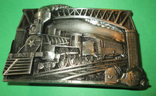 Locomotive Train Pewter Belt Buckle Bergamot Brassworks Vintage 1983 Made in USA