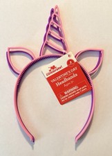 2 Plastic Unicorn Headbands Birthday Party Favors Dress Up Play Pink Purple