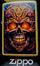 UNIQUE STAINED GLASS SKULL DESIGN ZIPPO LIGHTER NEW IN ORIGINAL BOX