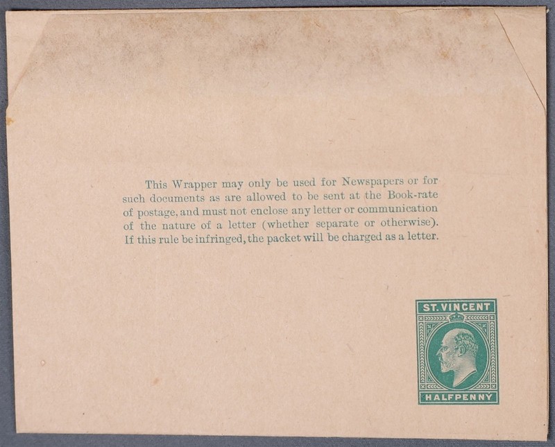 MayfairStamps St. Vincent Specimen 1/2 Penny Green Stationery Wrapper aaz_64195