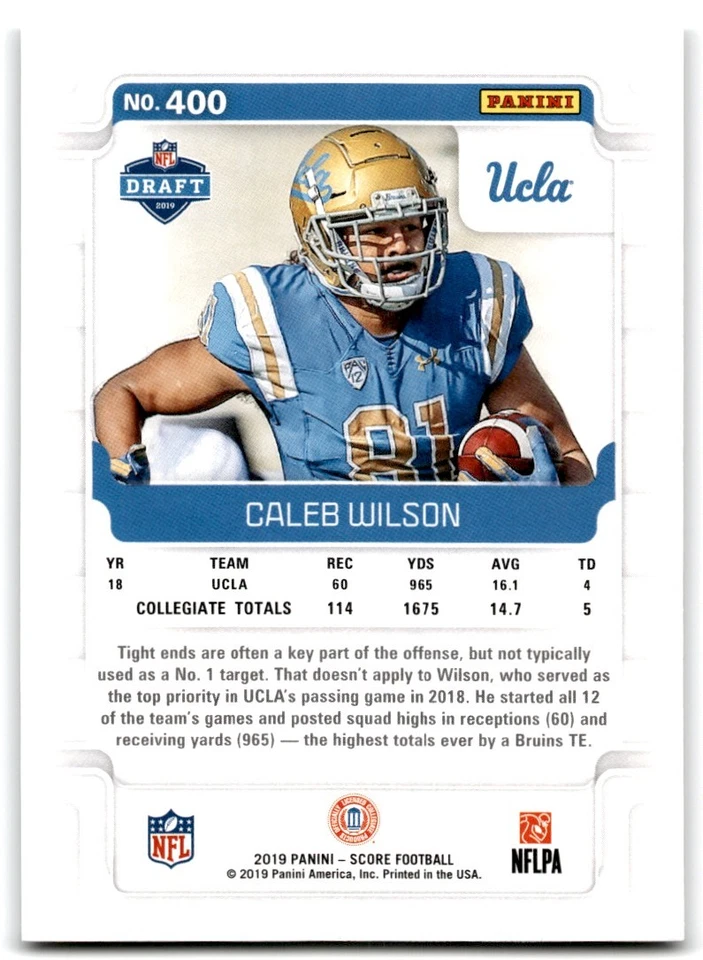 2019 Score Caleb Wilson Rookie UCLA Bruins #400 - Image 2 of 2
