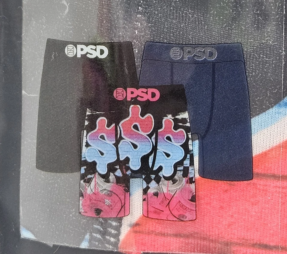 3 Pack PSD Underwear Micro Mens Small Core Standard Boxer Briefs Black Navy Pink - Image 4 of 4