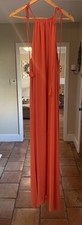 SHOW ME YOUR MUMU Coral chiffon Halter Maxi Dress Size M shoulder ties 