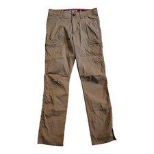 Wrangler Mens Cargo Pants Actual 32x32 Brown Nylon Stretch Zip Pockets Outdoor