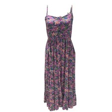 Natura Floral Print Maxi Dress Romantic Feminine Cottage Tiered Skirt Size S