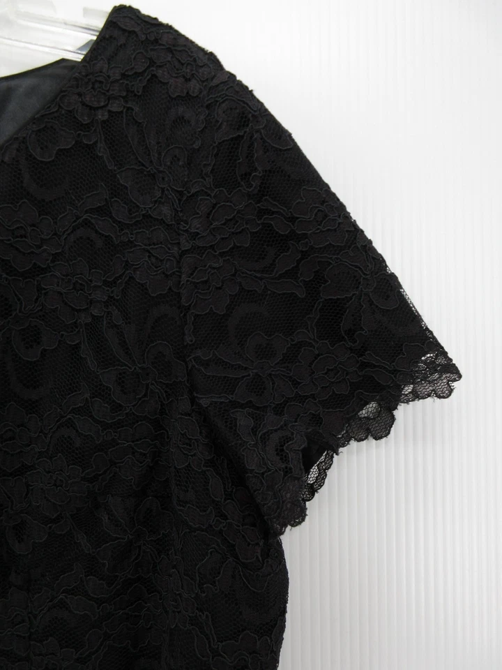 VINTAGE Laura Ashley Dress Women 14 Black Sheath Lace Floral Cottagecore Party * - Image 3 of 4