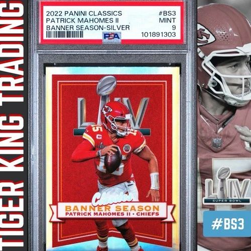 2022 Panini Classics Patrick Mahomes II Banner Season Silver Prizm Holo PSA 9