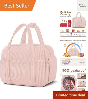 Corduroy Lunch Box Lunch Bag for Women Men, Cute Strawberry Small Insulated R...