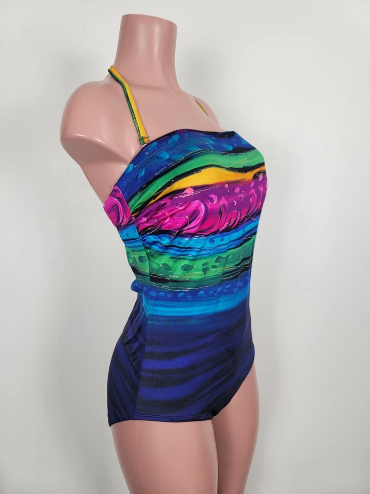 Women’s Inches Away One Piece Slimming Swimsuit Halter Beach Vacation Size 16 - Image 3 of 4