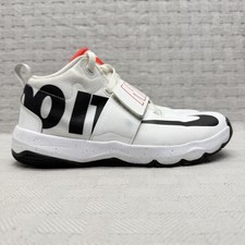 Nike Team Hustle D8 Just Do it Shoes Kids Size 7 White Strap AQ9977-100