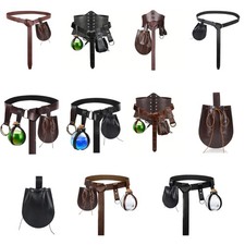Medieval Waist Guard Leather Belt Waist Bag Potion Bottle for Halloween Cosplay