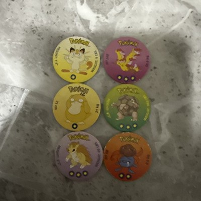 Pokemon - Pogs Disc's x6 Psyduck Meowth Moltes etc 1998 Vintage 