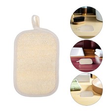 4Pcs Reusable Natural Loofah Bath Scrubbers Beige Body Washcloth with Grip