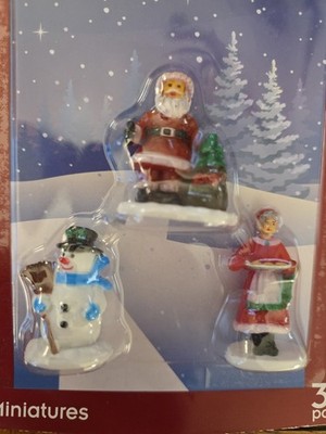 COBBLESTONE CORNERS Miniatures, Winter Village, 3 Piece Set, Santa, Mrs. S +
