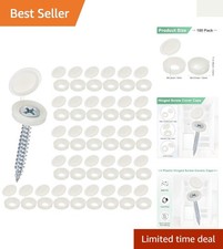 100-Pack Warm White Plastic Hinged Screw Cover Caps, 5mm Snap-On Protection