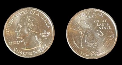 USA 2004 P Michigan State Quarter / 25 Cents /unzirkuliert /Original Umlaufmünze