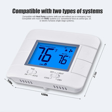 Thermostat Non Programmable Heat Pump Thermostat House 2H/1C Large LCD Display