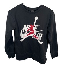 Nike Air Jordan Crewneck Sweatshirt Boys Youth Medium 10-12 Black Red Pullover
