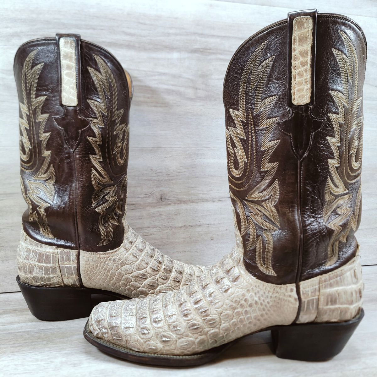 Lucchese Classics GB Nile Crocodile Cowboy Boots Men 10.5 D Gray 