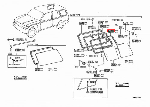 Genuine Toyota LandCruiser 80 Series HZJ HDJ Rear RH 1/4 Window Run Rubber seal - Picture 7 of 8