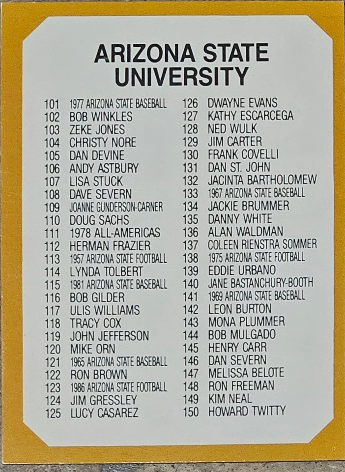 U PICK! ARIZONA STATE UNIVERSITY TRADING CARDS - 1990 - COLLEGIATE COLLECTION - Image 4 of 4
