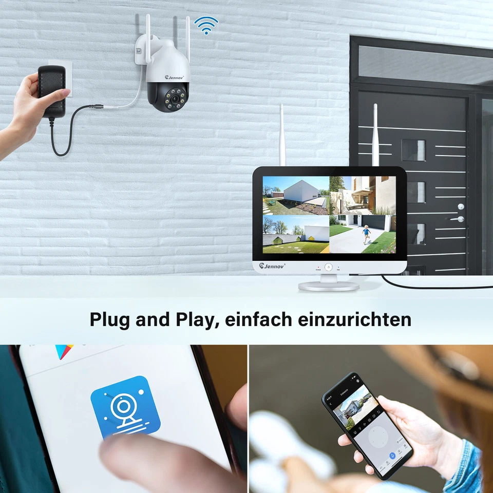 WLAN wireless IP security camera set 1TB HDD audio 10CH 5MP monitor outdoor - Image 3 of 4