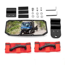 WEISEN Center Rear View Mirror+Red Grab Handle For Can Am Defender HD5/HD8/HD10