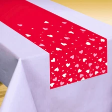 Red Love Hearts Fabric Table Runner 1.8m