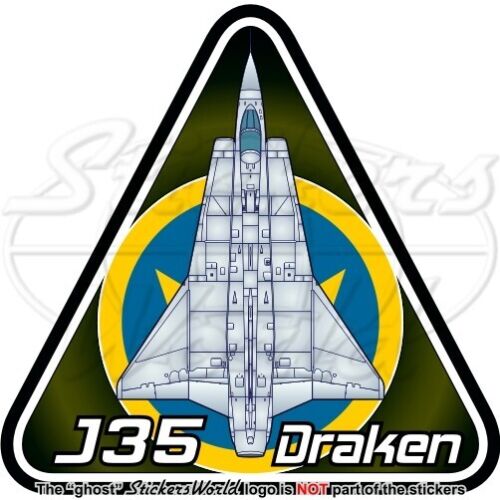 Saab 35 DRAKEN SWEDEN J35 Swedish Air Force J-35 Flygvapnet Vinyl Sticker, Decal - Afbeelding 1 van 1
